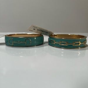 2 m.Haskell Turquoise/Gold Hinge Bracelets-New